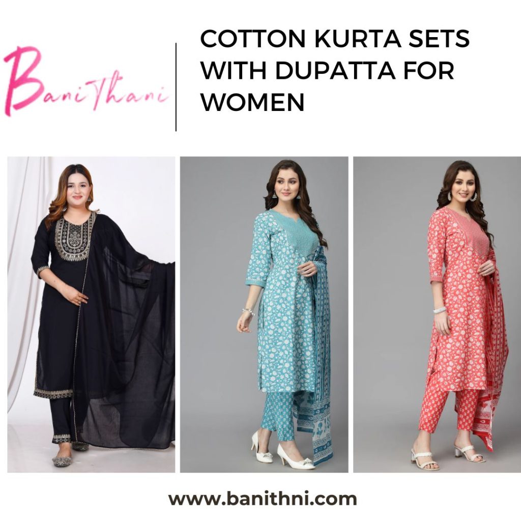 Cotton Kurta Sets With Dupatta For Women